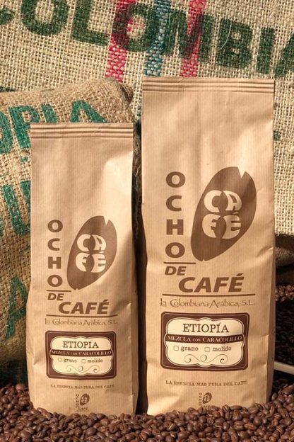 Ocho de café. Gourmet Etiopia mezcla con Caracolillo